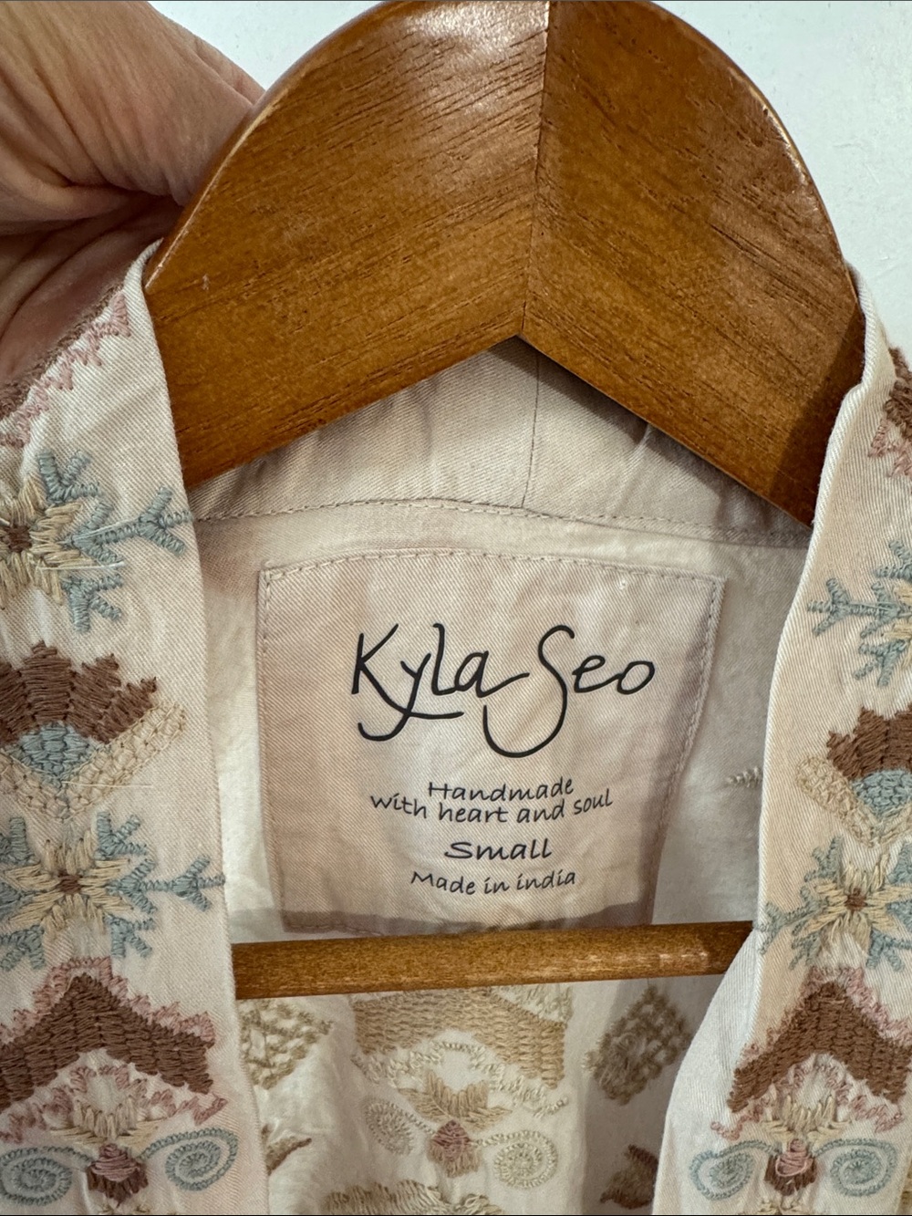 Kyla Seo Handmade Embroidered Boho Duster Jacket Cardigan Small Made in India - Picture 3 of 7